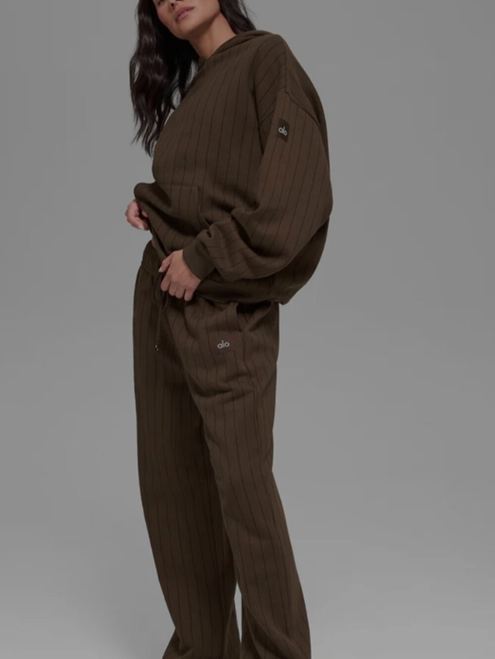 Alo pinstripe hoodie and sweatpant